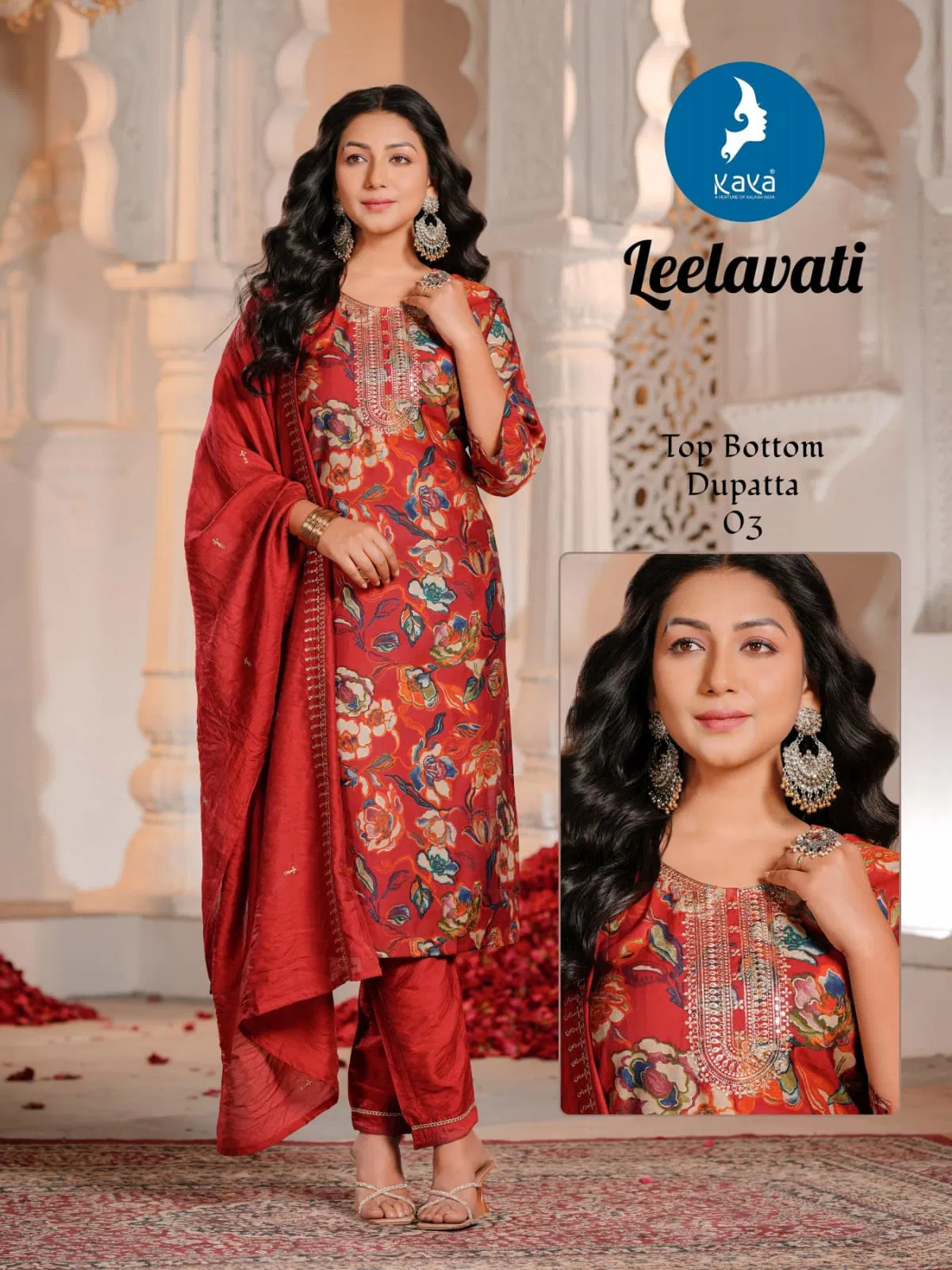 Leelawati By Kaya Modal Printed Kurti With Bottom Dupatta Suppliers In India